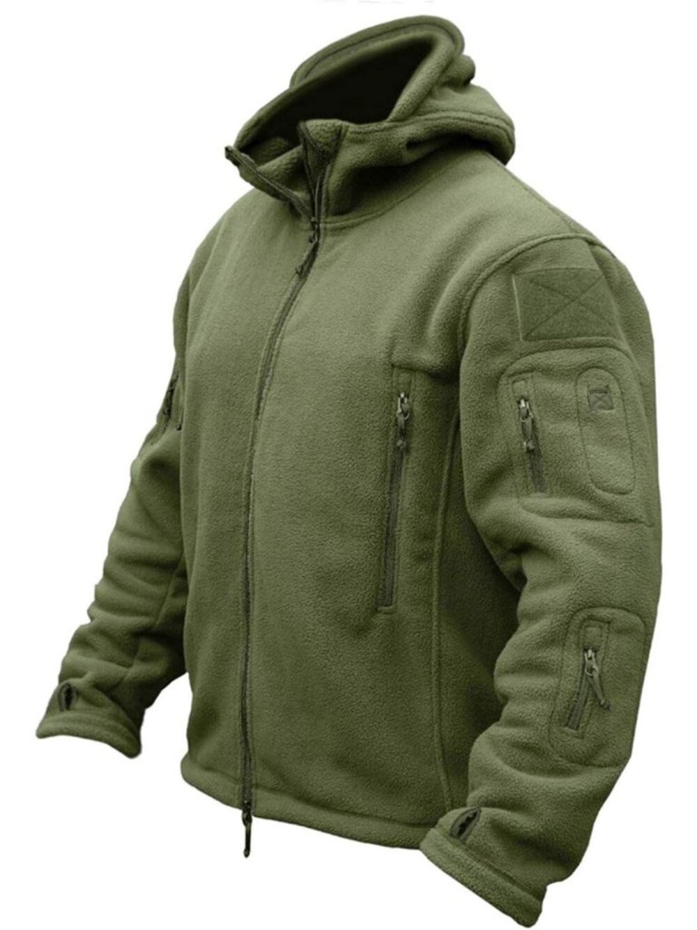 Warm Men's Fleece Jacket - Tactical Full Zip Hooded Coat for Winter Comfort